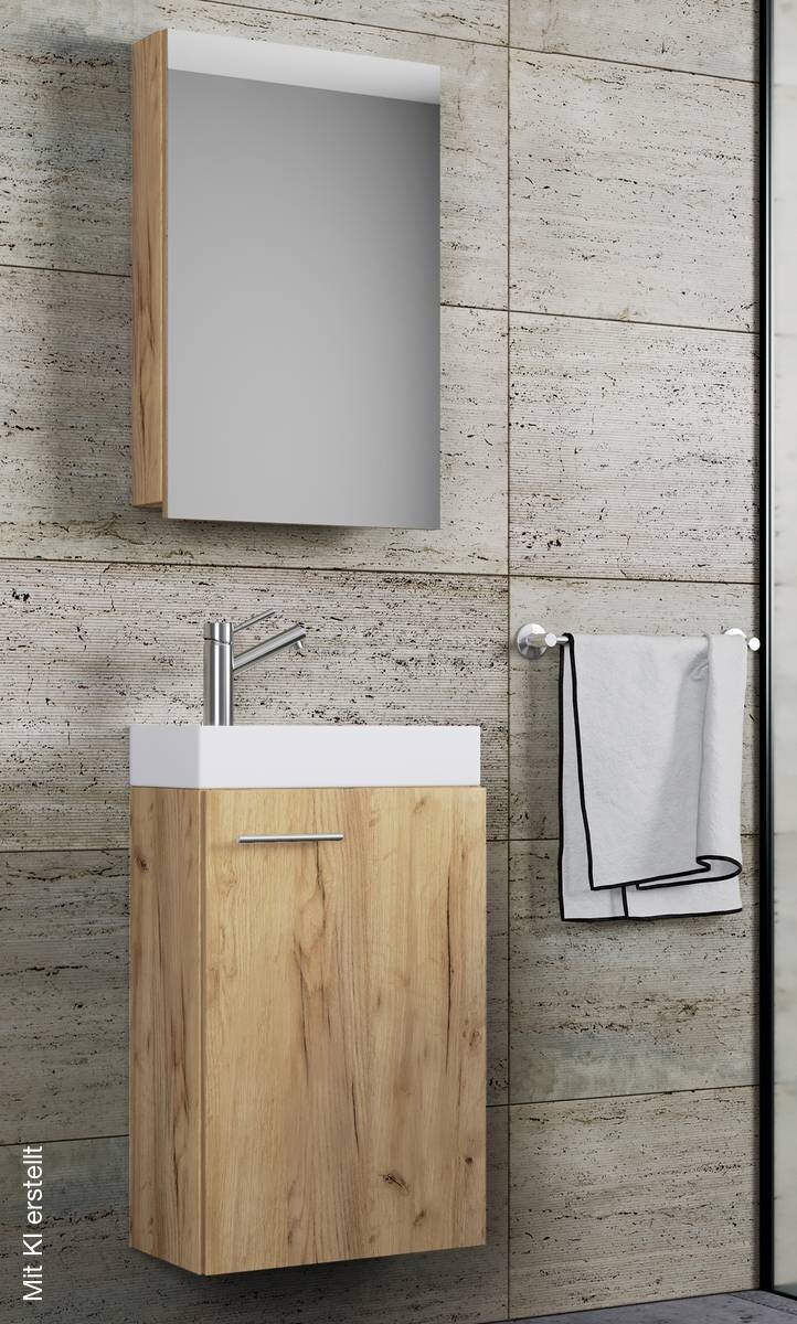 Waschplatz 3tlg-Slito Eiche Honig Nachbildung weiß B/H/T: ca. 41x130x22 cm