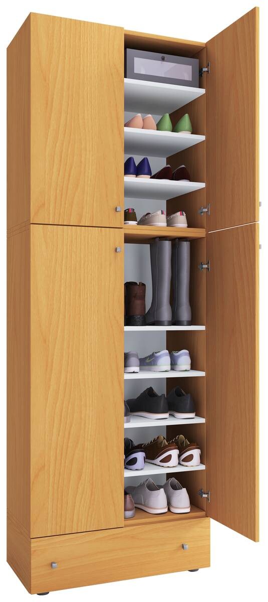 Schuhschrank Lona buche Nachbildung weiß B/H/T: ca. 70x200x39 cm
