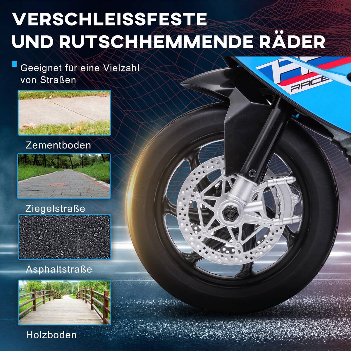 HOMCOM Kinder-Elektromotorrad blau B/H/L: ca. 42x54x82,5 cm