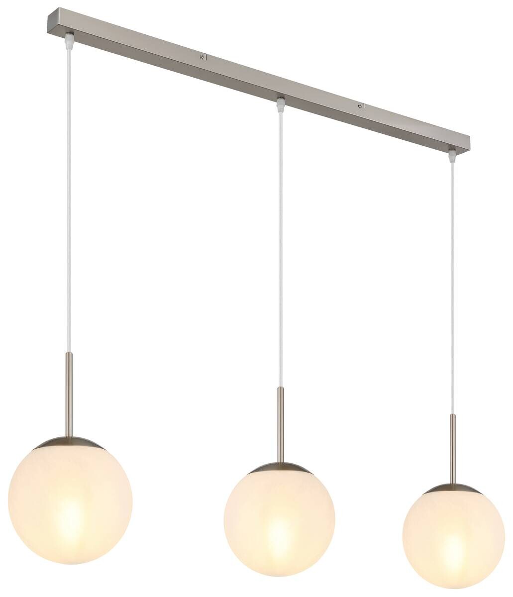 GLOBO Pendelleuchte KOP 30520301 nickel Opal klar Glas Metall B/H/L: ca. 104x120x20 cm E27 3 Brennstellen