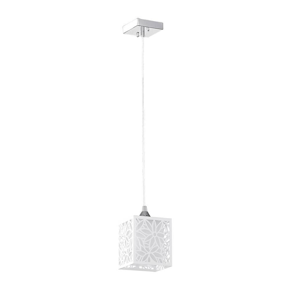 SPOT Light Pendelleuchte Anika weiß Chrom Metall Glas Kunststoff B/H/T: ca. 13x125x13 cm E27 1 Brennstellen