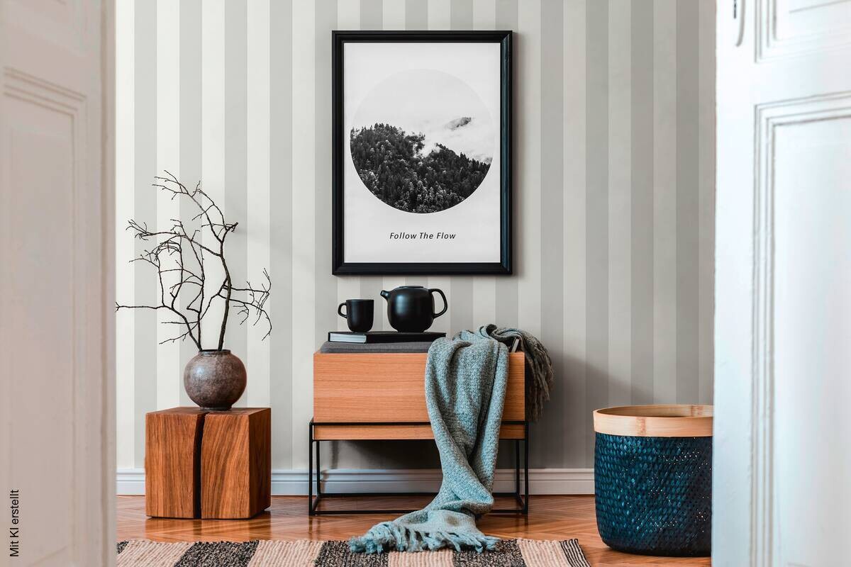 A.S.Creation Vliestapete Trendwall 2 Streifen grau B/L: ca. 53x1005 cm