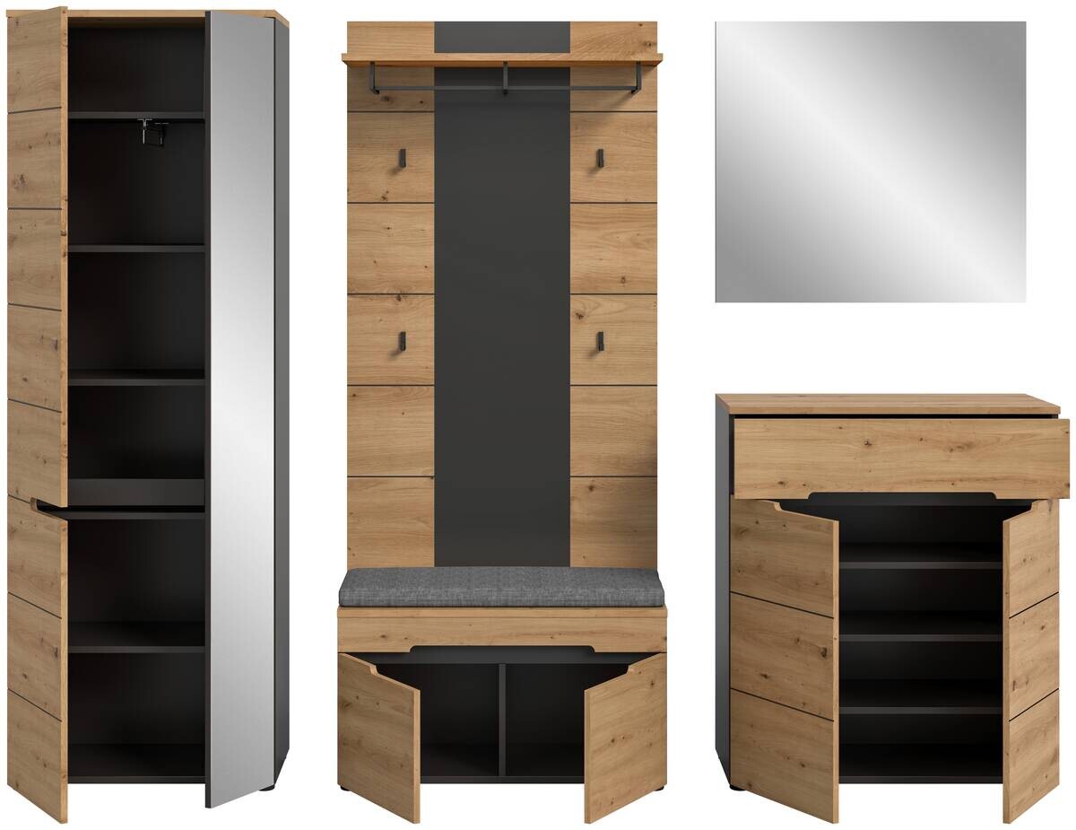 Garderobe Canu basaltgrau Nachbildung Artisan Nachbildung B/H/T: ca. 255x190x37 cm