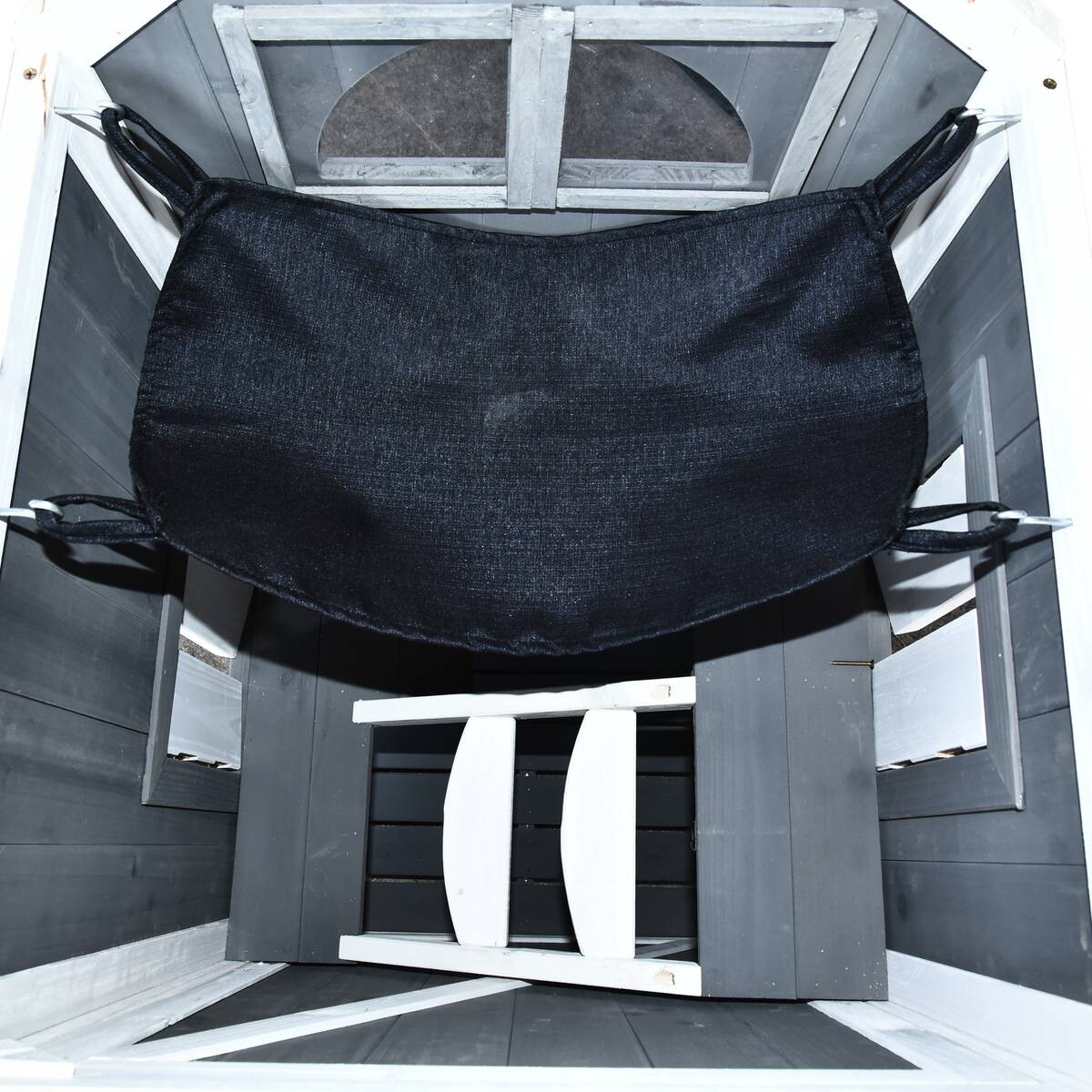 PawHut Katzenvilla grau Holz B/H/L: ca. 55x109x59 cm