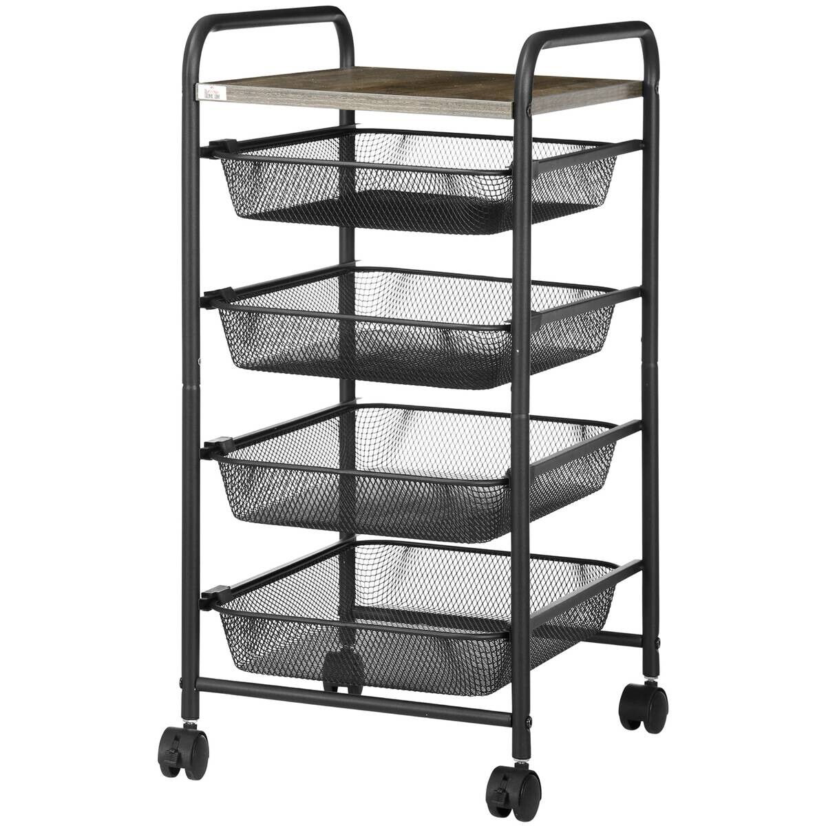 HOMCOM Rollwagen schwarz Spanplatte B/H/L: ca. 31x41,5x66 cm