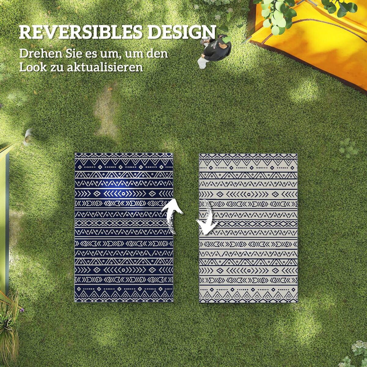 Outsunny Outdoor-Teppich blau B/H/L: ca. 274x1x182 cm