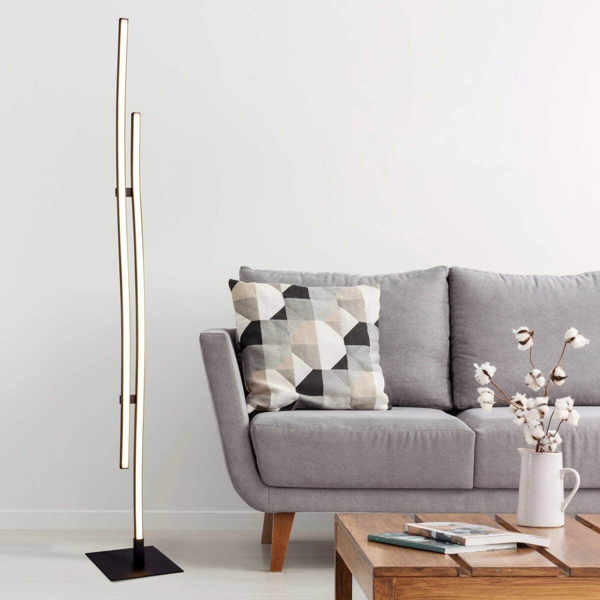 Näve Leuchten Stehlampe 2069722 schwarz Metall Kunststoff B/H/T: ca. 13x130x13 cm 2 Brennstellen