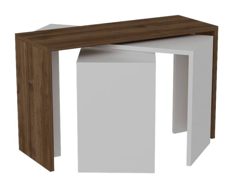 Beistelltisch 3er-Set. Cango weiß walnuss Nachbildung Spanplatte B/H/T: ca. 80x45x30 cm