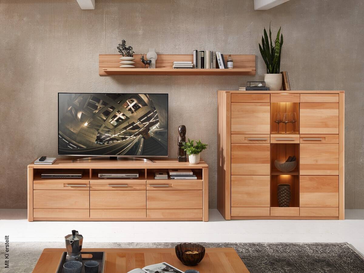 Highboard Nature One buche Nachbildung buche B/H/T: ca. 127x137x40 cm