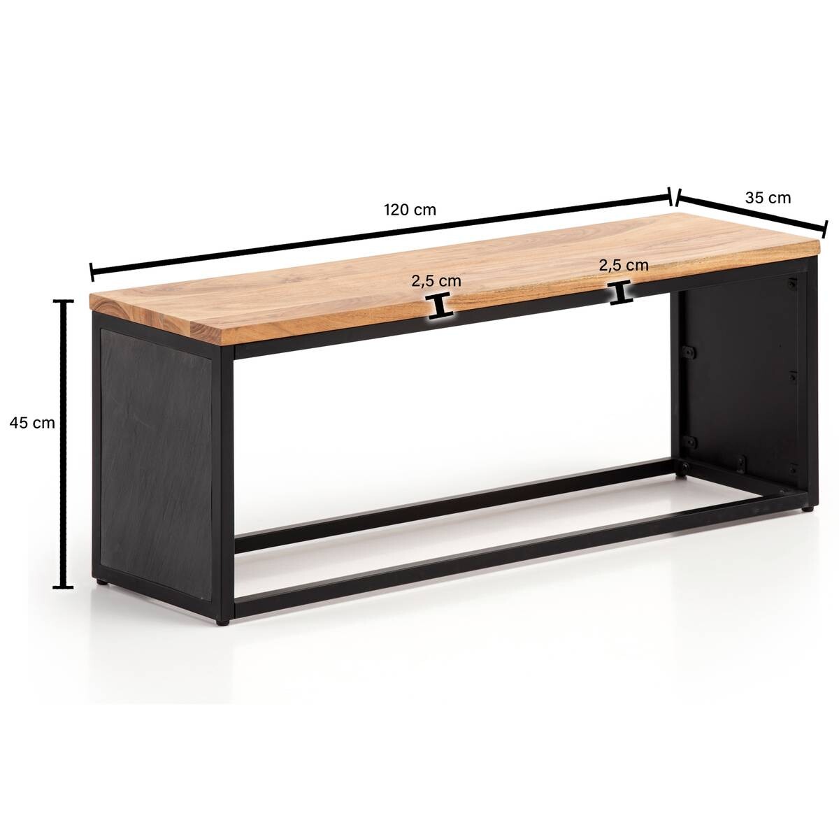 Sitzbank schwarz B/H/T: ca. 120x45x35 cm