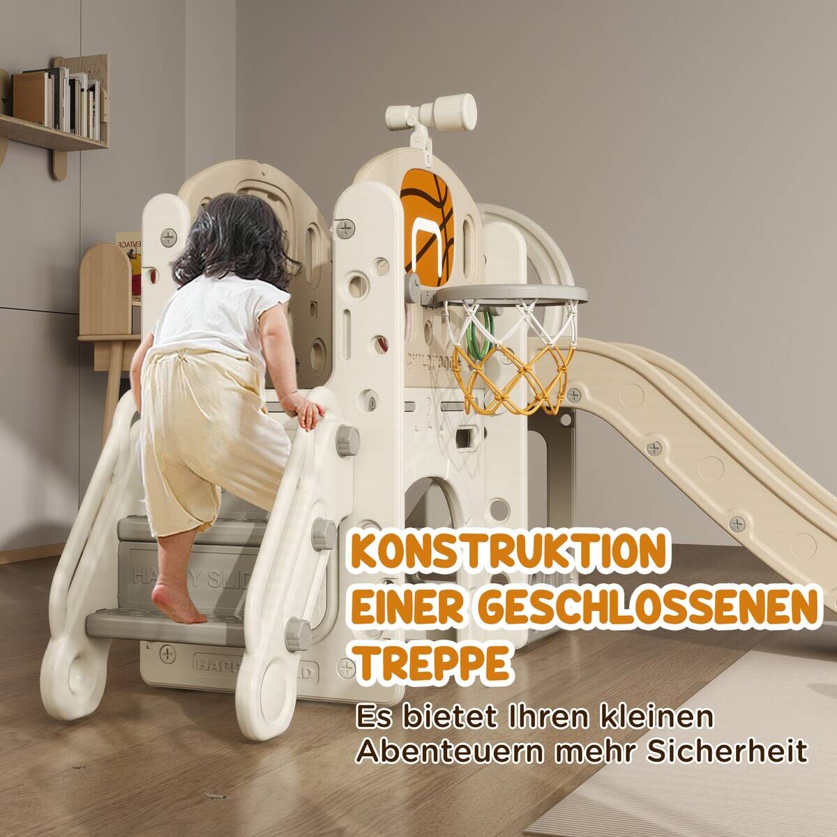 AIYAPLAY Kinderrutsche cremeweiß B/H/L: ca. 153x111x186 cm