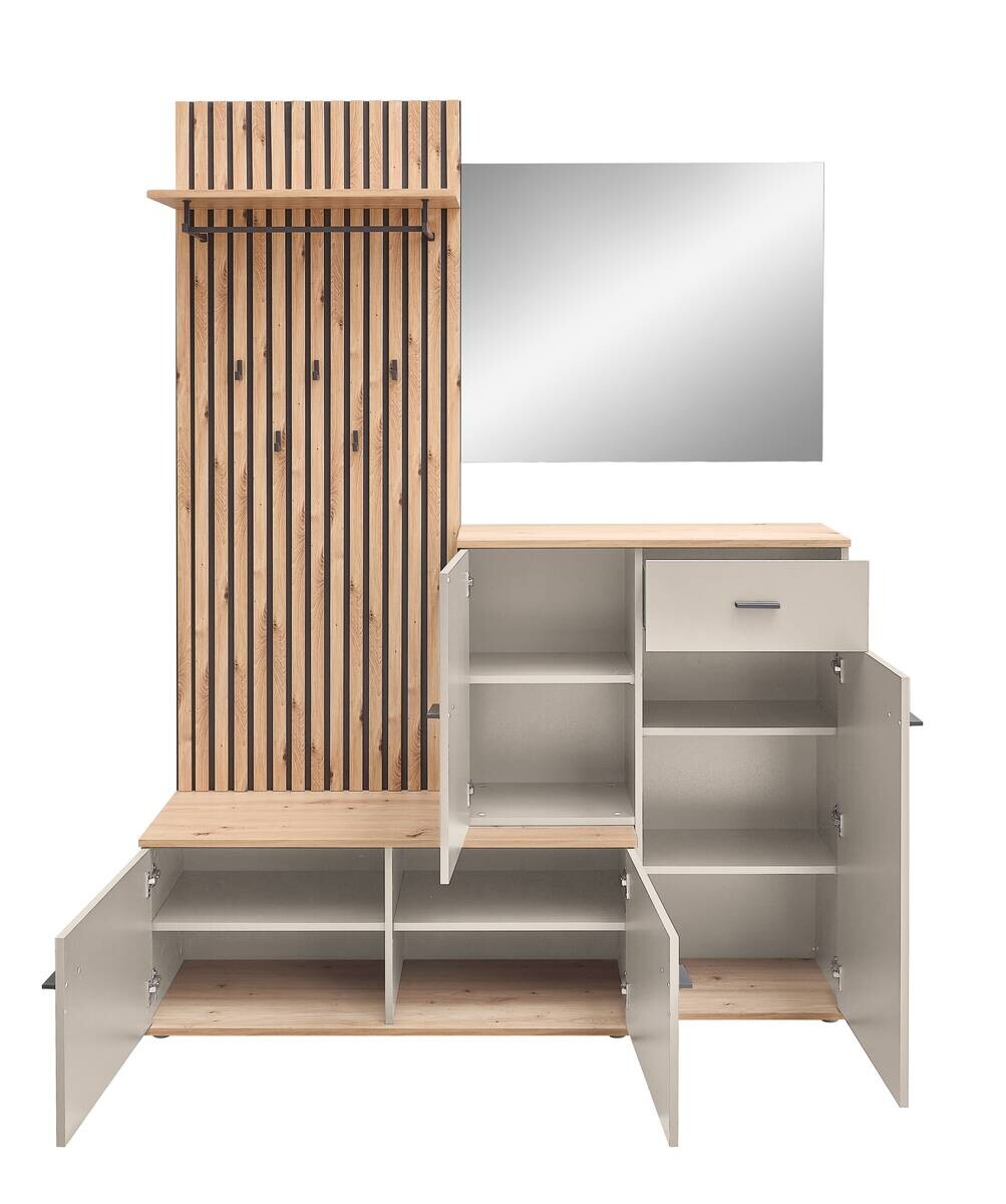Kompaktgarderobe Fynn Eiche Artisan Nachbildung Kaschmir B/H/T: ca. 148x199x83 cm