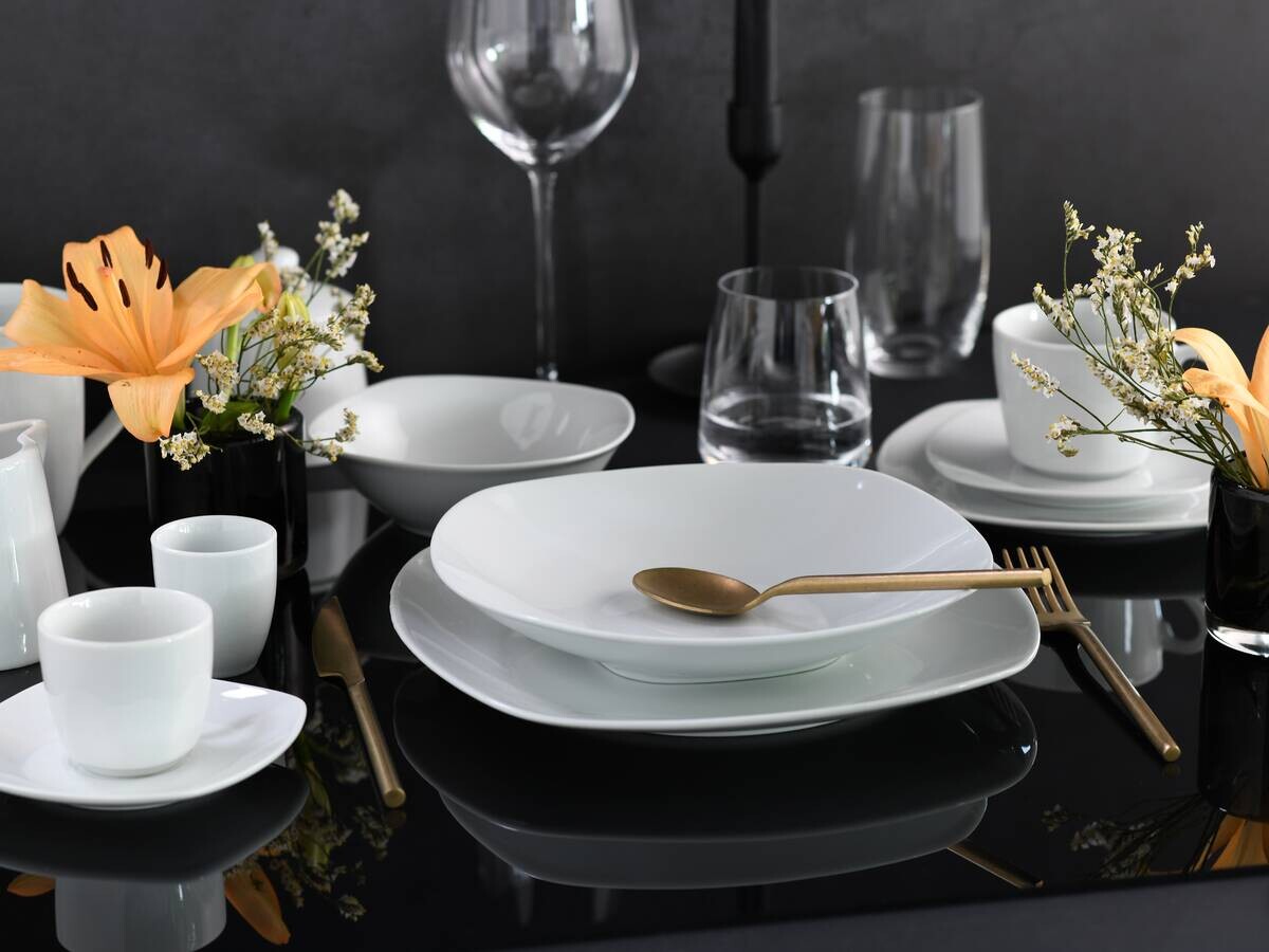 CreaTable Kombiservice Square weiß Porzellan 62 tlg.