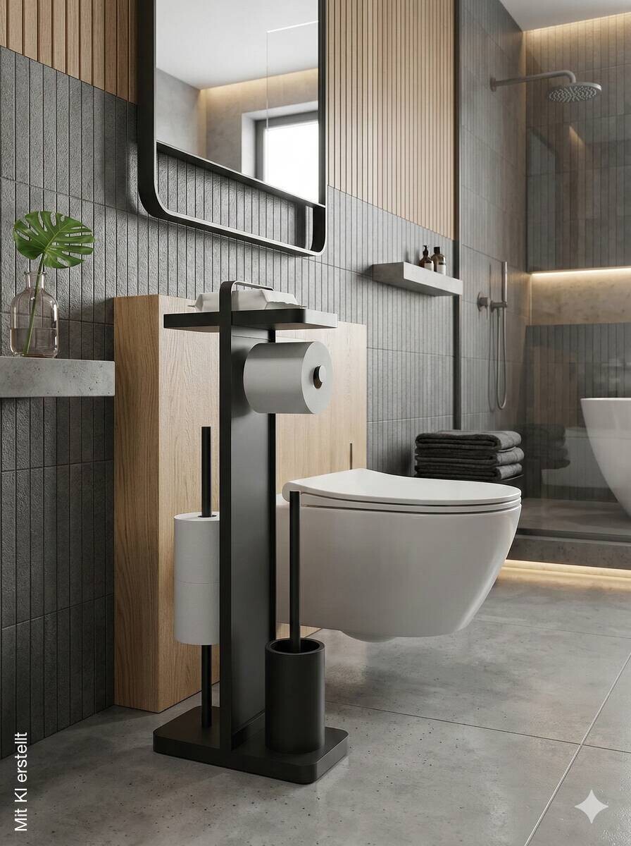 POCOline Stand-WC-Garnitur schwarz Edelstahl