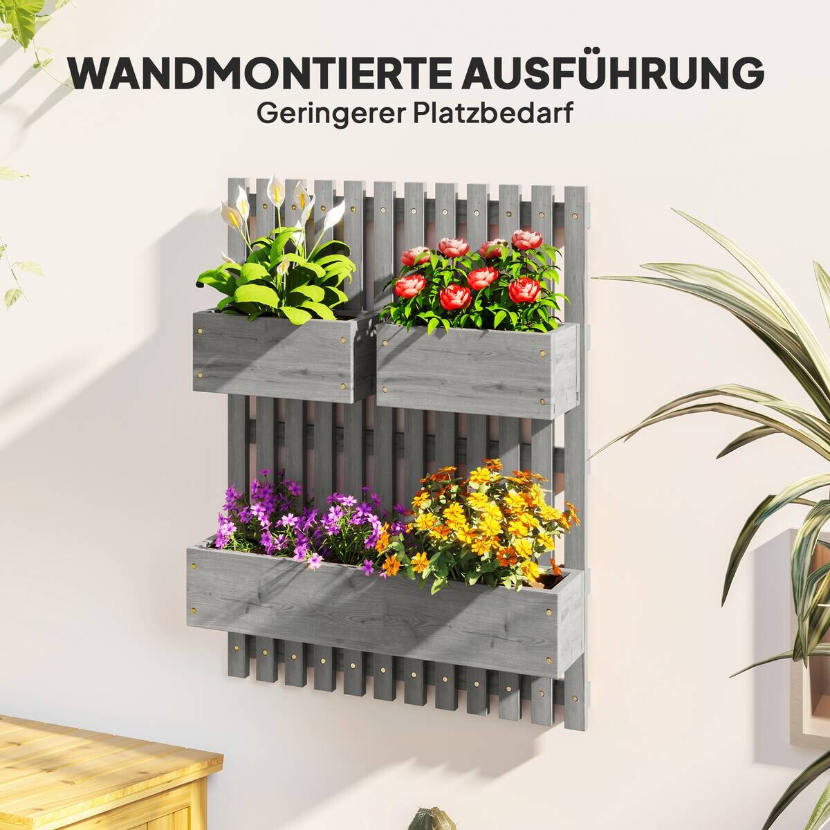 Outsunny Hochbeet grau B/H/T/L: ca. 16x80x16x60 cm