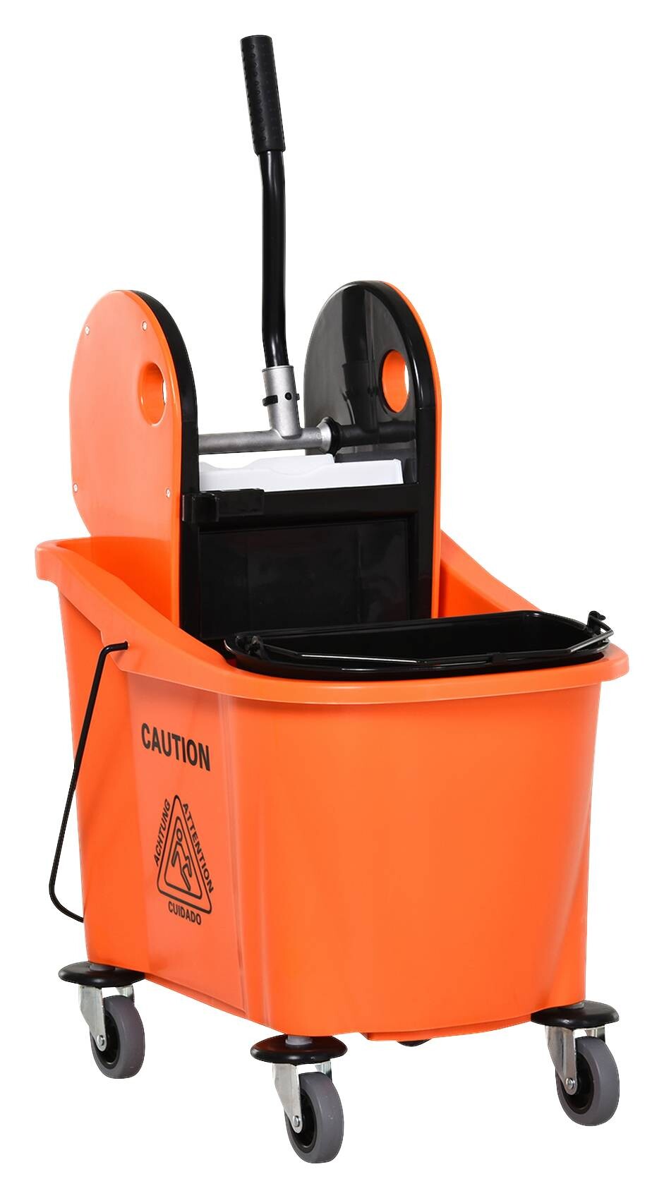 HOMCOM Putzwagen schwarz Kunststoff B/H/T: ca. 54x91,5x41 cm