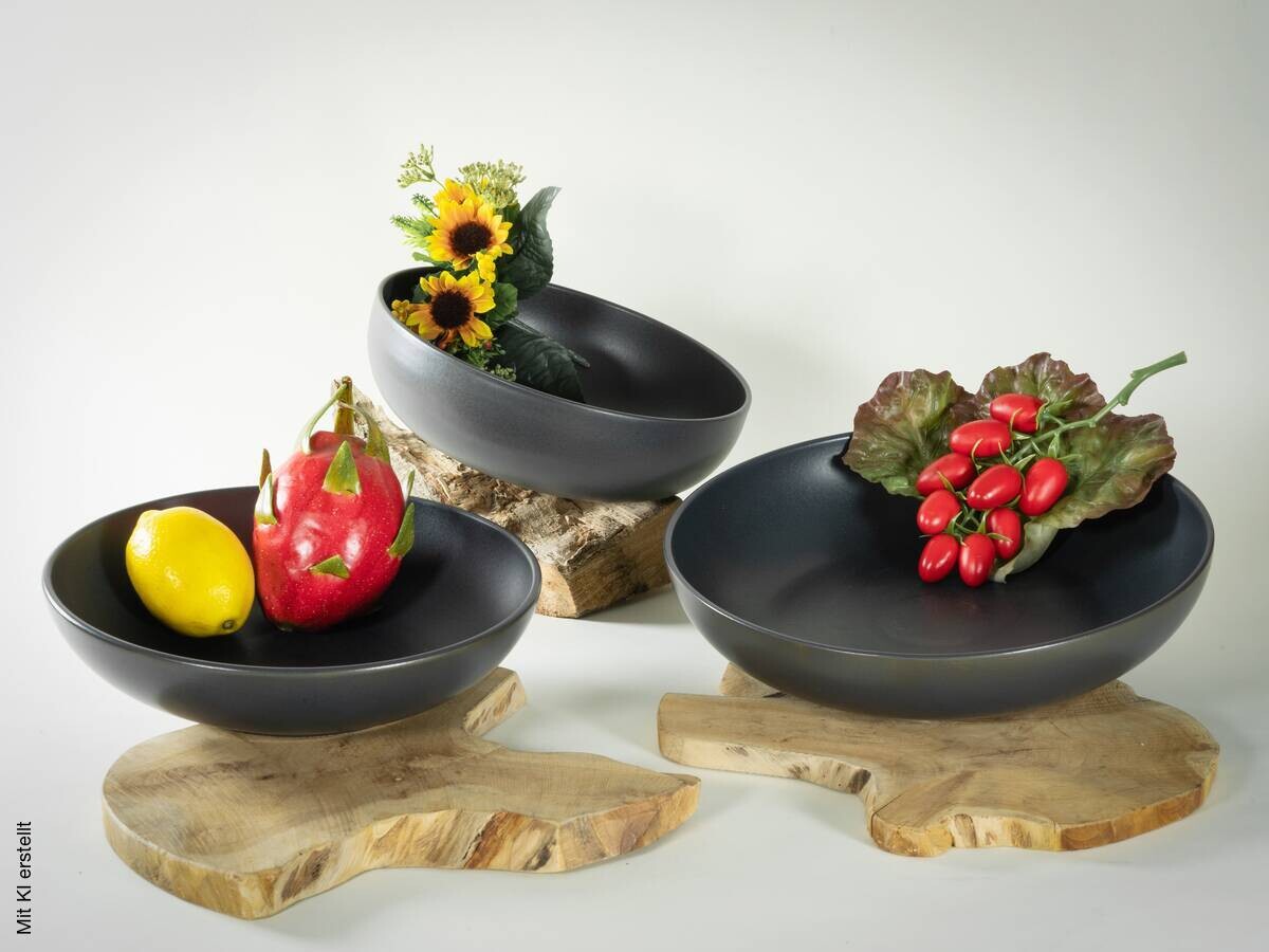 CreaTable Servierschalen-Set Uno schwarz Steinzeug B/H/L: ca. 41x41x41 cm