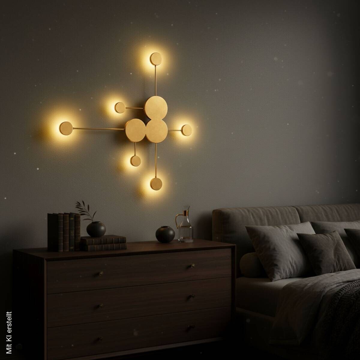 Opviq LED-Wandleuchte gold B/H/T: ca. 117x5x108 cm 6 Brennstellen