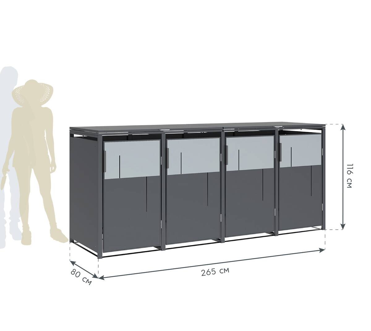 Westmann Mülltonnenbox Tonus anthrazit B/H/L: ca. 265x116x80 cm