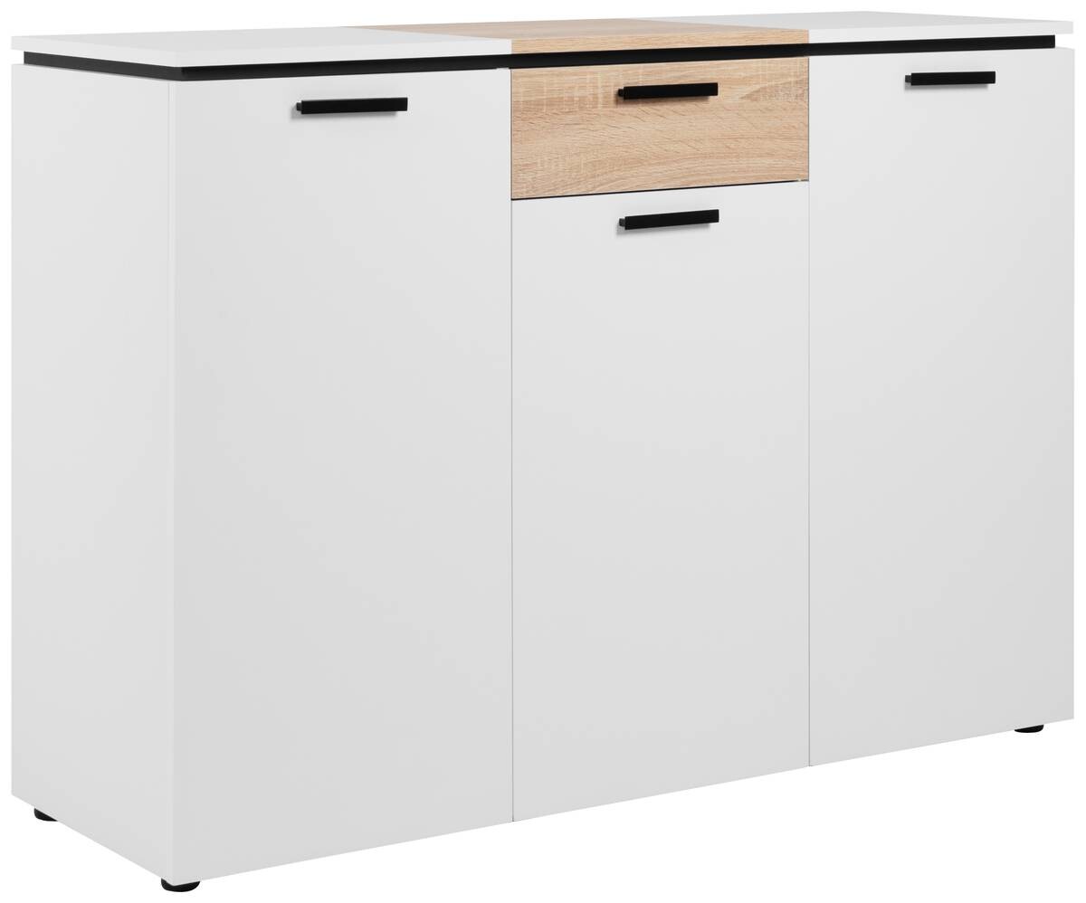 Kommode Mystery weiß Eiche Sonoma Nachbildung B/H/T: ca. 117x84x39 cm