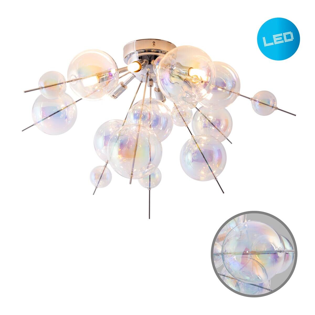 Näve Leuchten Deckenleuchte 1085130 multicolor Metall Glas B/H/T: ca. 57x38x57 cm G9 6 Brennstellen