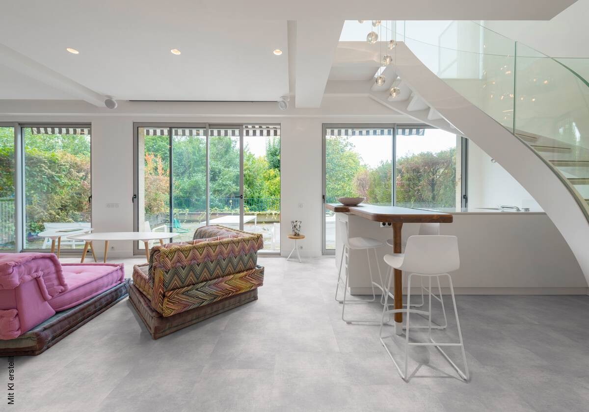Click-Vinylboden Beton grau ca. 2,45 m² im Paket B/L: ca. 45x90,7 cm pro Paket