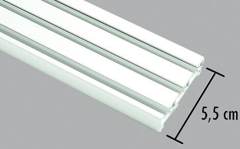 Boviva Flächenvorhangschiene weiß Aluminium B/H/L: ca. 5,5x1,5x170 cm 3 Läufe