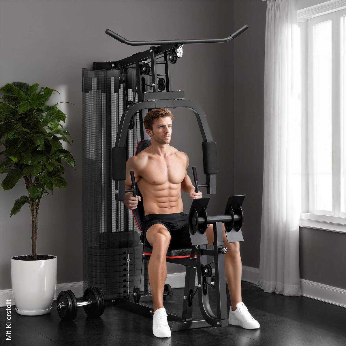 SPORTNOW Kraftstation schwarz Kunstleder B/H/L: ca. 108x200x160 cm