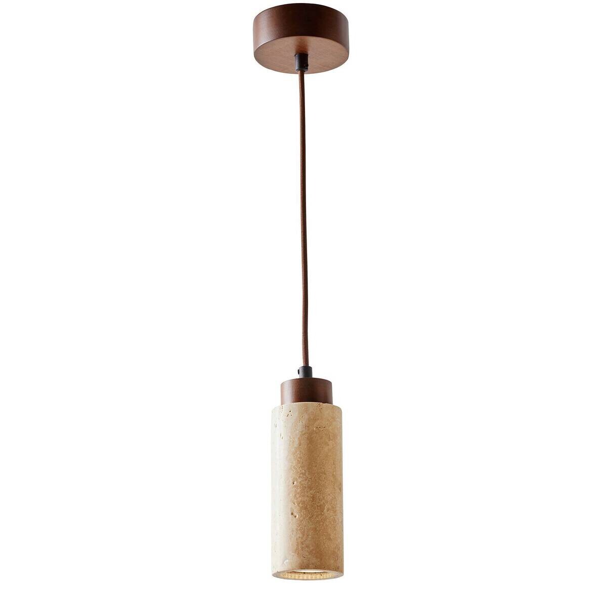 Pendelleuchte beige nussbaum Holz B/H/L/D: ca. 6,5x151x6,5x6,5 cm GU10 1 Brennstellen