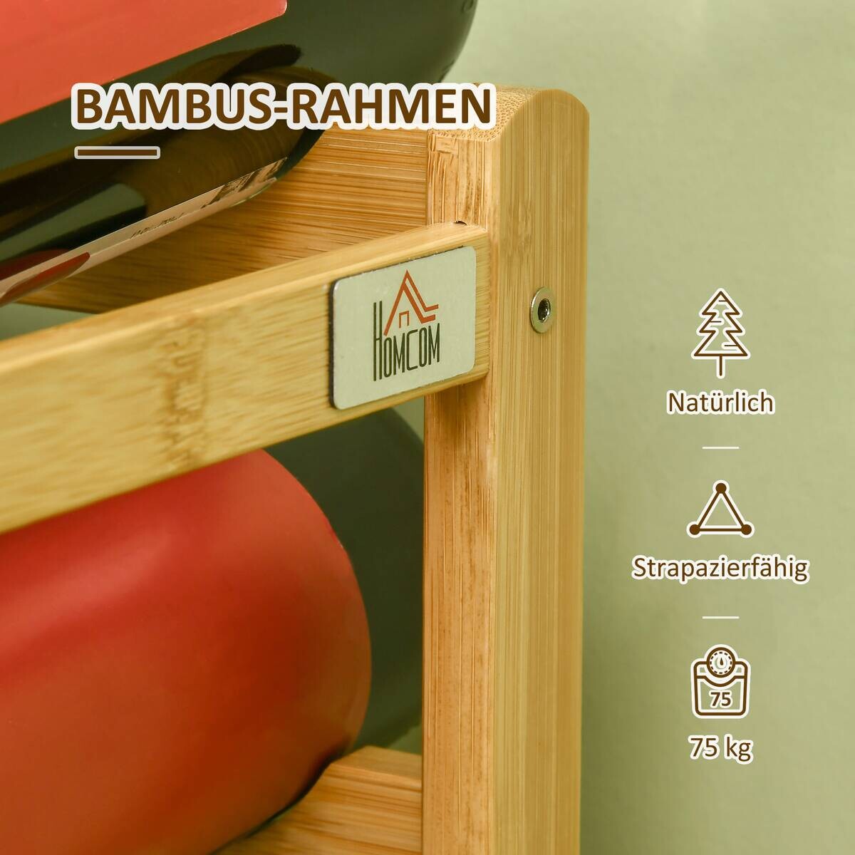 HOMCOM Weinregal natur Bambus B/H/L: ca. 23,5x43x38 cm