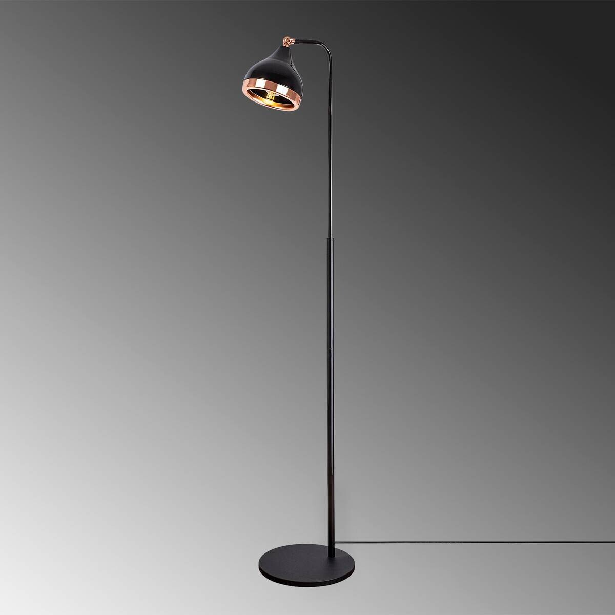 Opviq Stehlampe Yildo schwarz Kupfer Metall B/H/T/L/D: ca. 28x150x28x40x16 cm E27 1 Brennstellen
