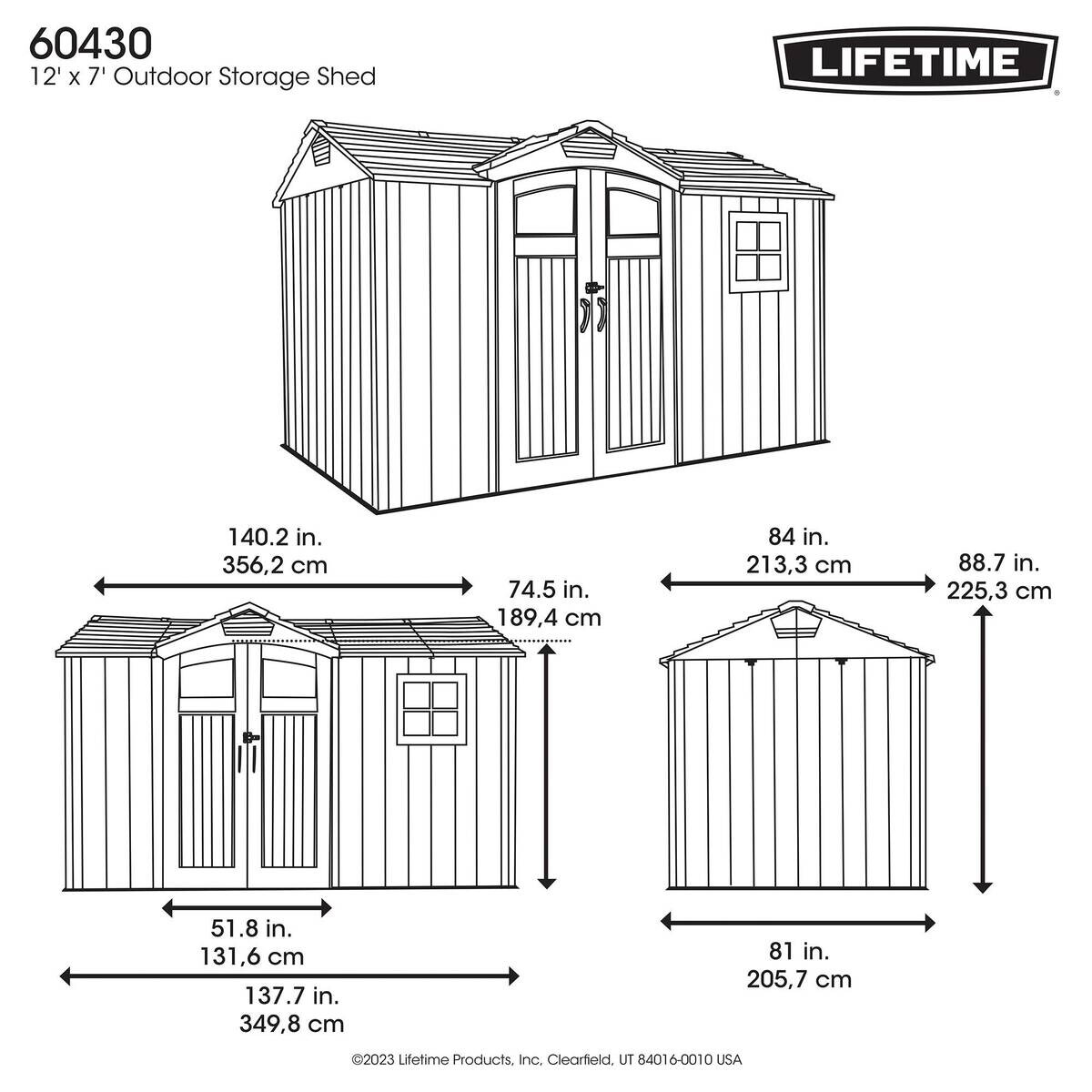 Lifetime Gerätehaus Pluto grau B/H/L: ca. 356,2x225,3x213,3 cm