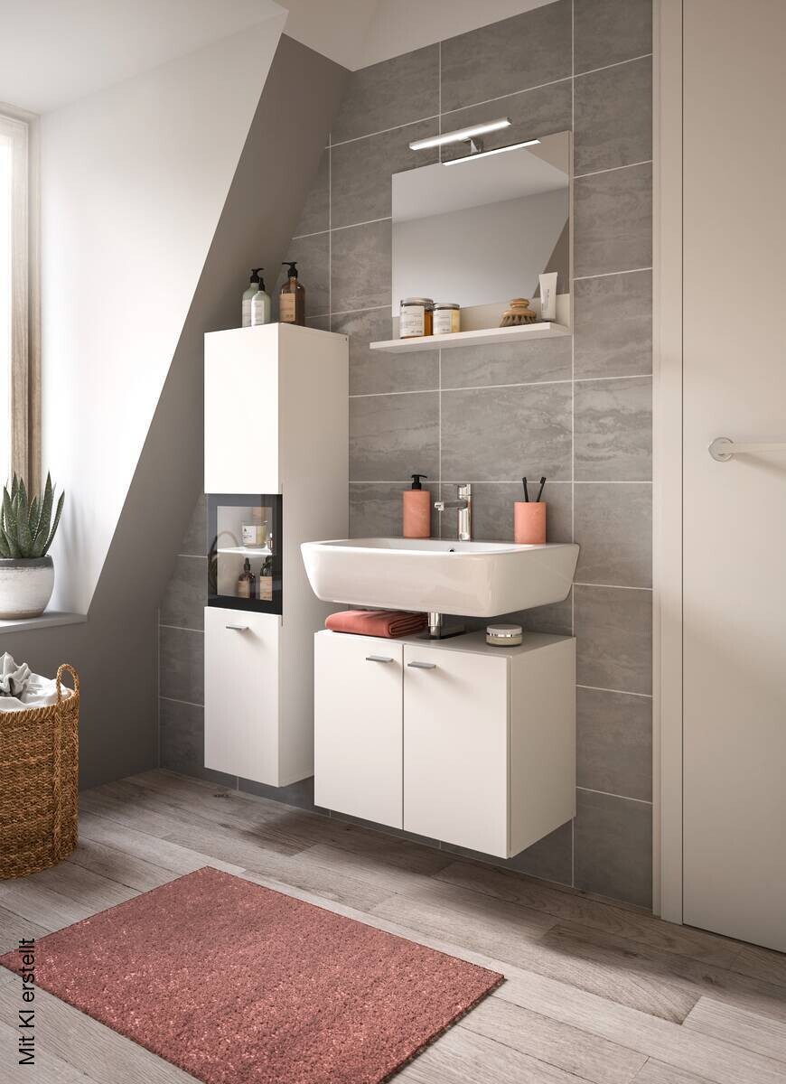 Badezimmer-Set BOSTON weiß schwarz B/H/T: ca. 102x186x33 cm