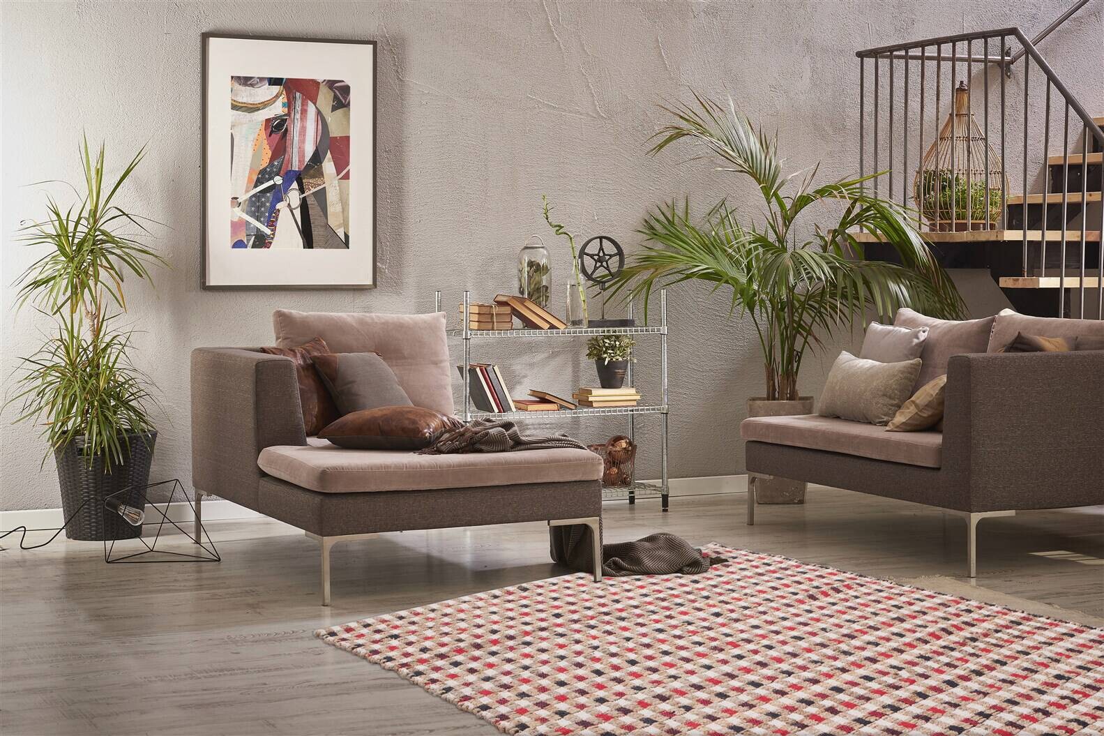 Kayoom Kurzflorteppich Chess 110 natur B/L: ca. 80x150 cm