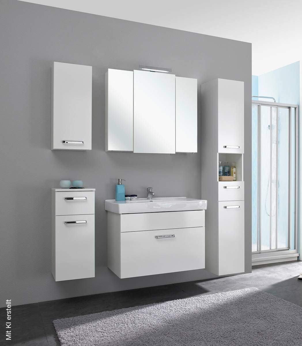 Badezimmer-Set Quickset 312 weiß glanz B/H/T: ca. 143x200x48 cm