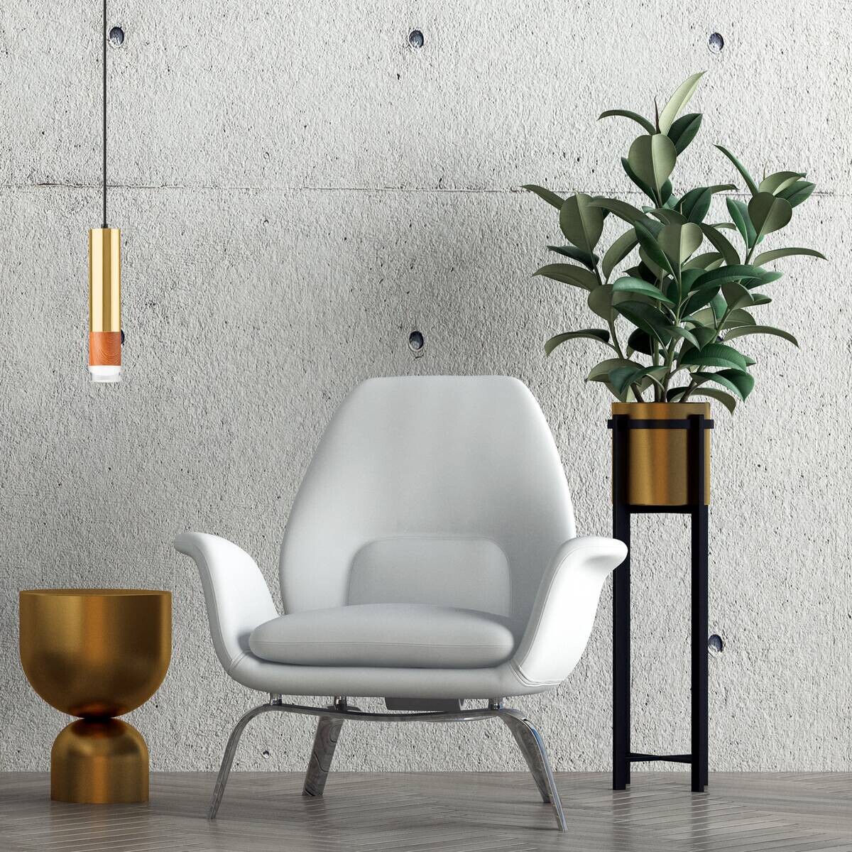 Lamkur Pendelleuchte gold Stahl Glas B/H/L: ca. 8x105x8 cm GU10 1 Brennstellen