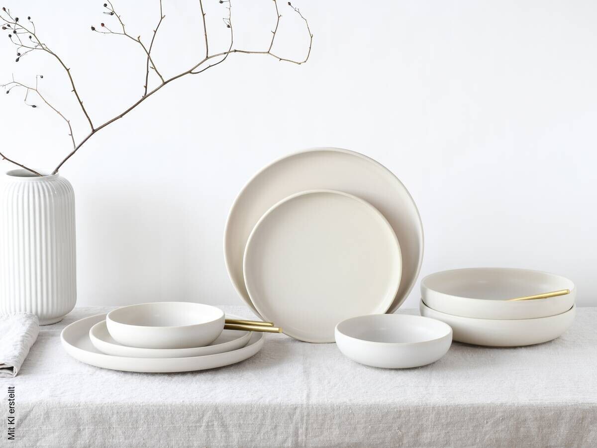 CreaTable Tafelservice Uno weiß Steinzeug 8 tlg.