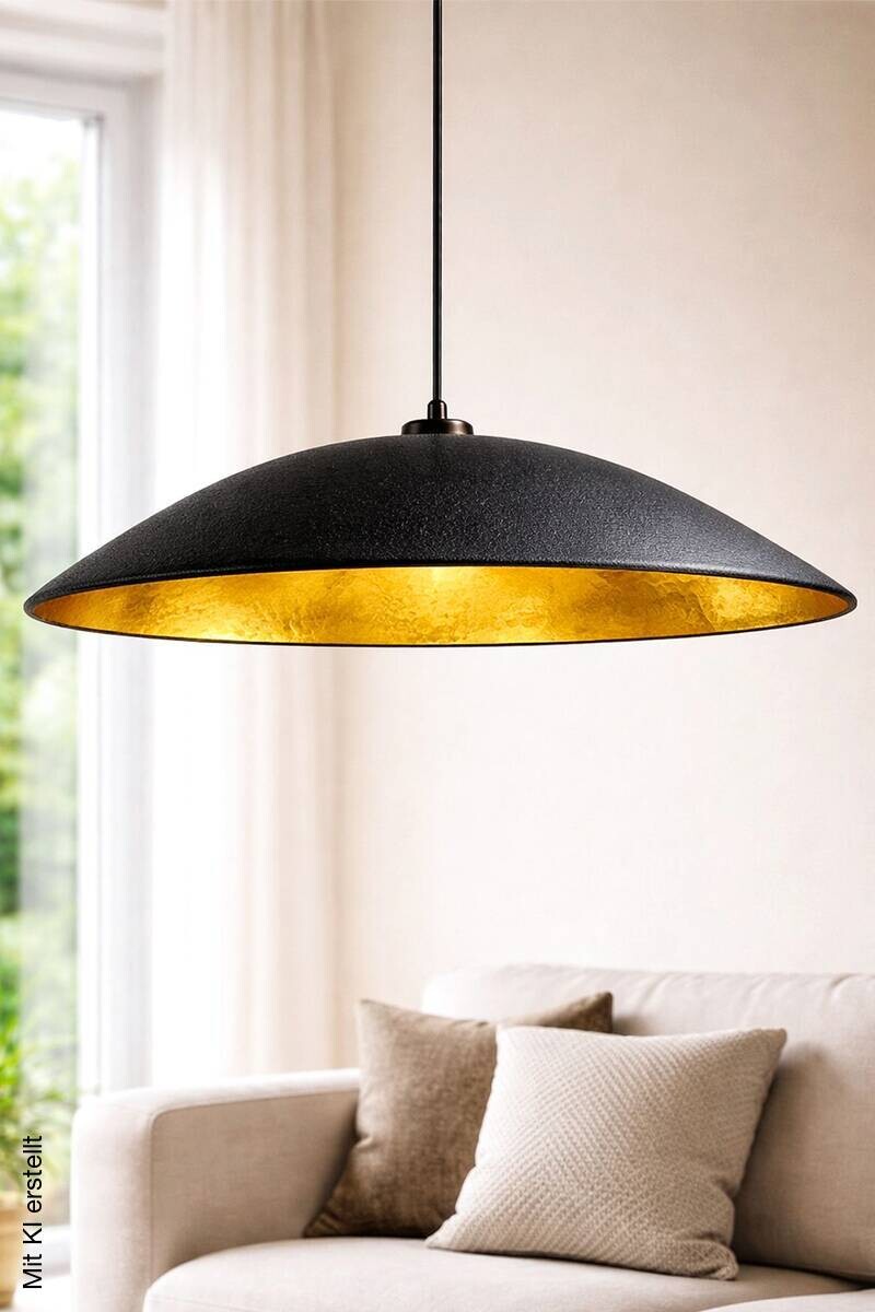Pendelleuchte schwarz gold Beton B/H/L/D: ca. 48x60x48x48 cm E27 1 Brennstellen