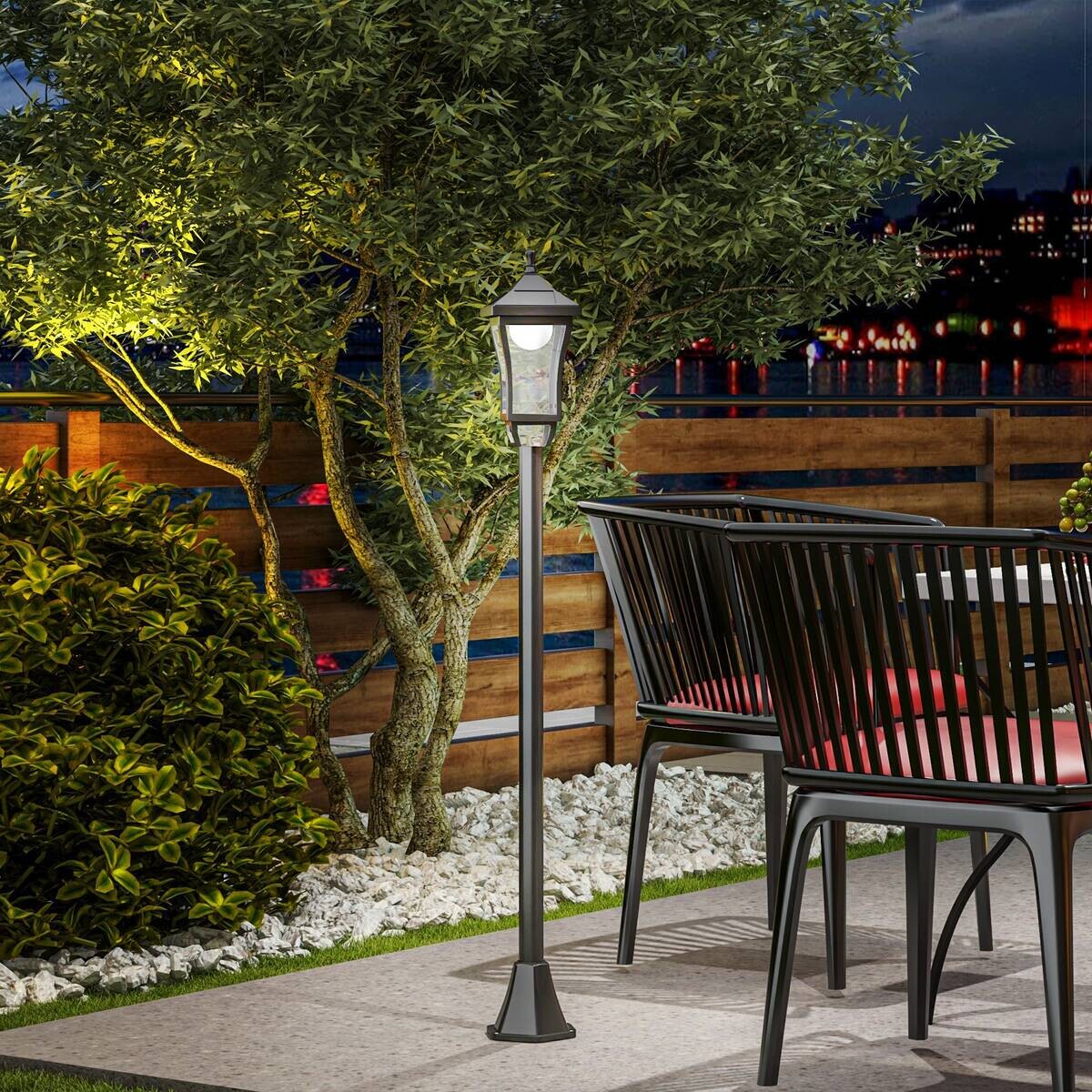 Solar Gartenlaterne schwarz Polycarbonat B/H/L: ca. 15x127x15 cm