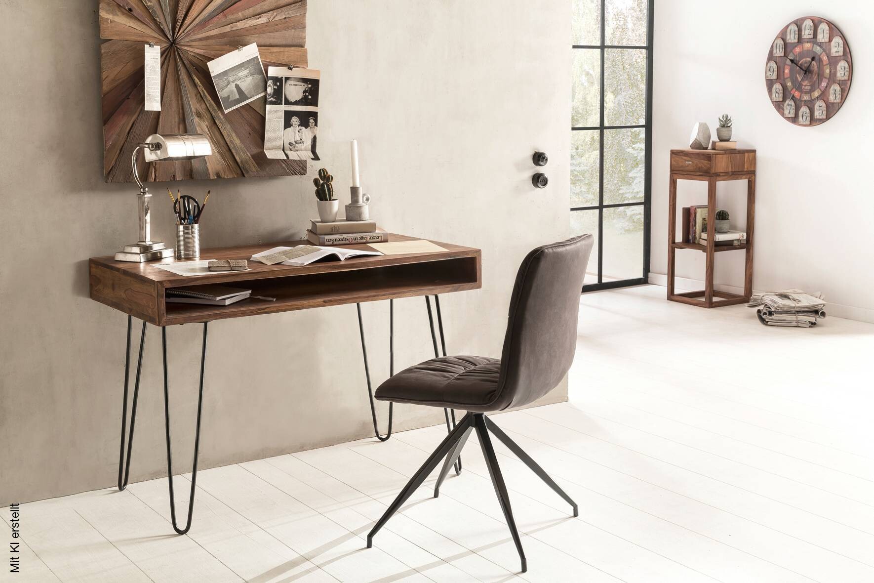 Schreibtisch natur schwarz matt B/H/T: ca. 110x76x60 cm