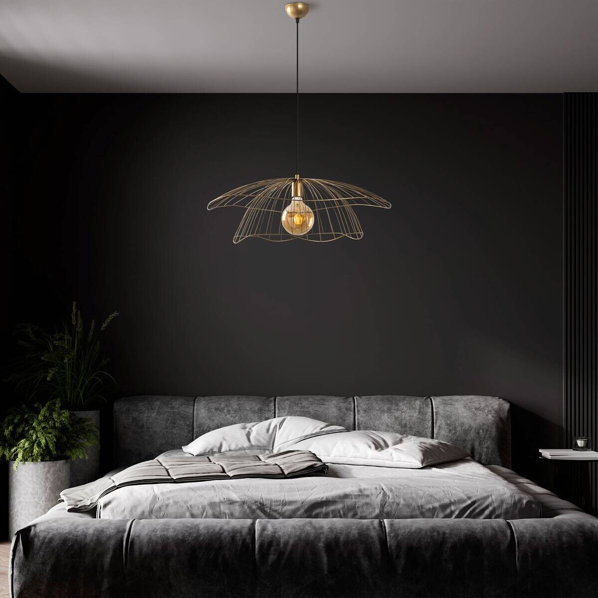 Opviq Pendelleuchte Mantar gold B/H/T/L/D: ca. 70x124x70x70x70 cm E27 1 Brennstellen