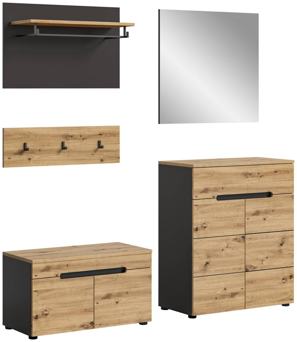 Garderobe CANU edles Basaltgrau Nachbildung Eiche Artisan Nachbildung B/H/T: ca. 175x180x37 cm