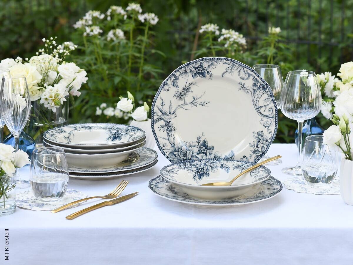CreaTable Tafelservice Adelaide Blau blau Porzellan 8 tlg.