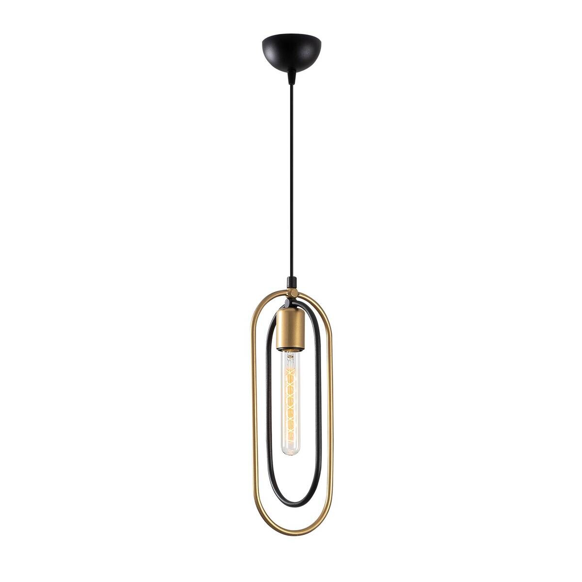 Opviq Pendelleuchte Cerco schwarz gold Metall B/H/L: ca. 14x132x32 cm E27 1 Brennstellen