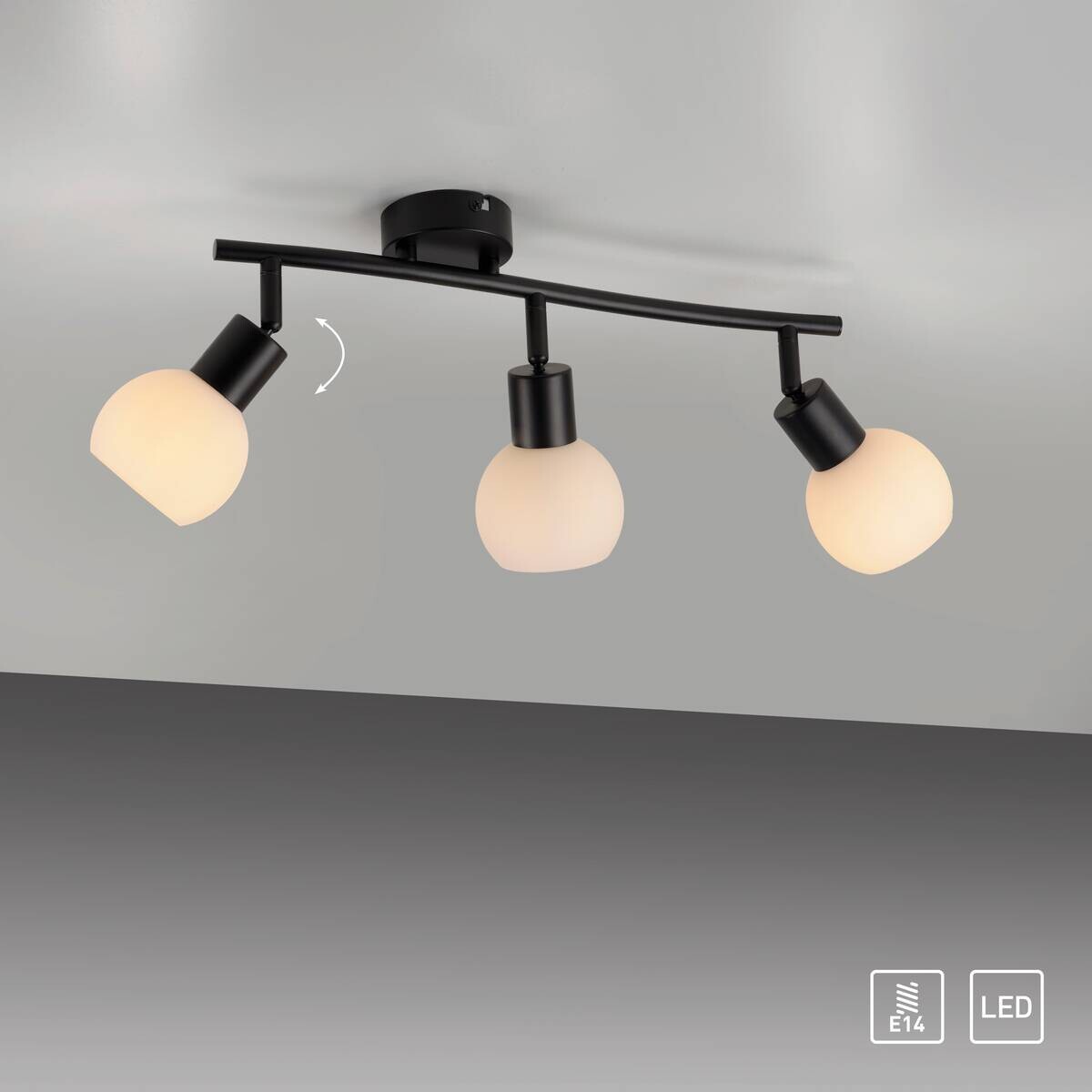 Just Light Spot 3flg. Loki schwarz B/H/L: ca. 26x20x56 cm E14 3 Brennstellen