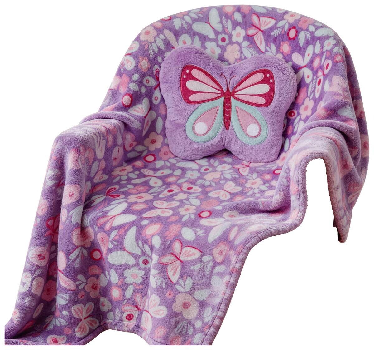 Set bestehend aus Kissen und Kuscheldecke lila Polyester B/L: ca. 100x127 cm