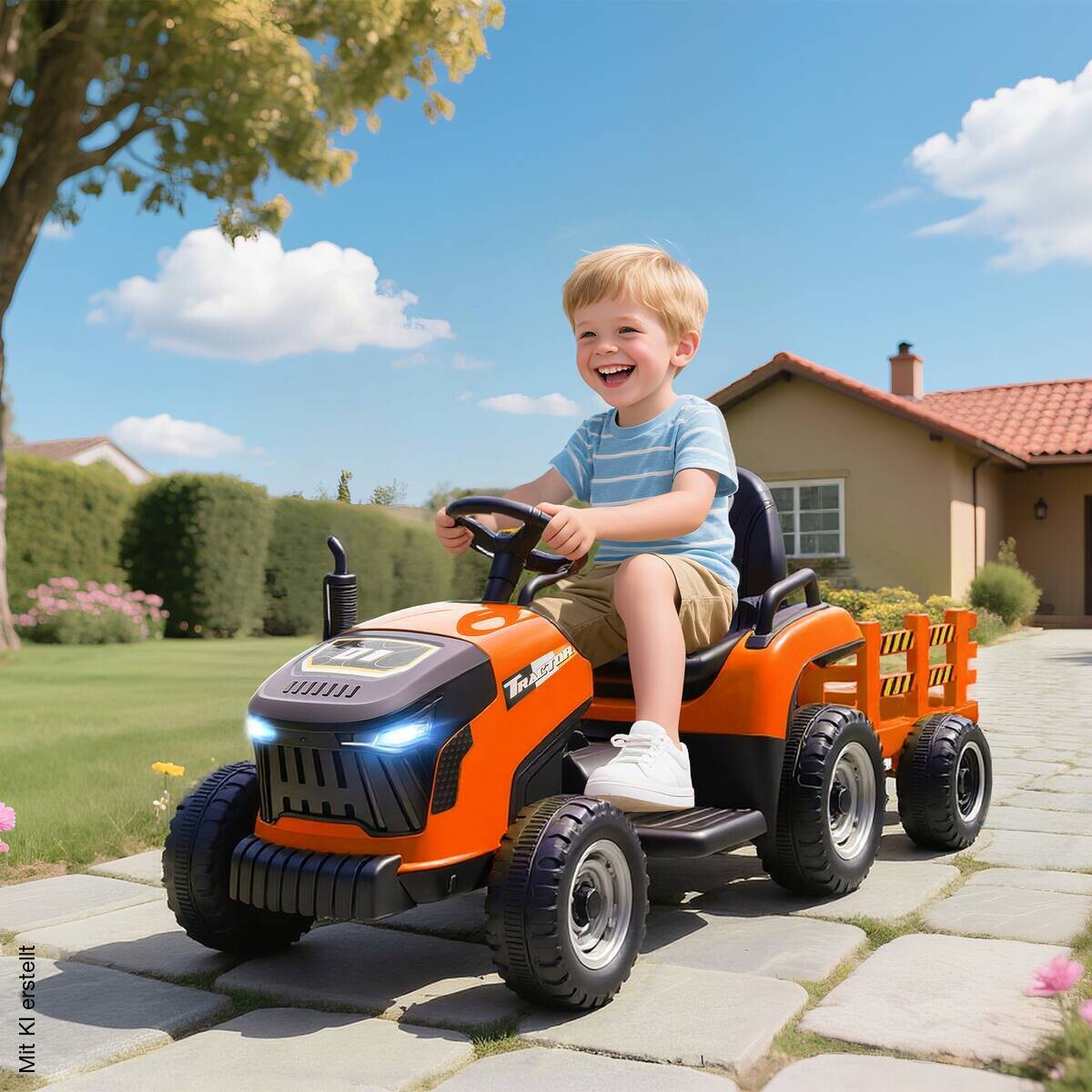 AIYAPLAY Elektrischer Traktor orange B/H/L: ca. 58x55x139 cm