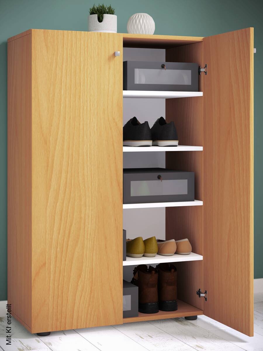 Schuhschrank Lona buche Nachbildung weiß B/H/T: ca. 70x110x39 cm