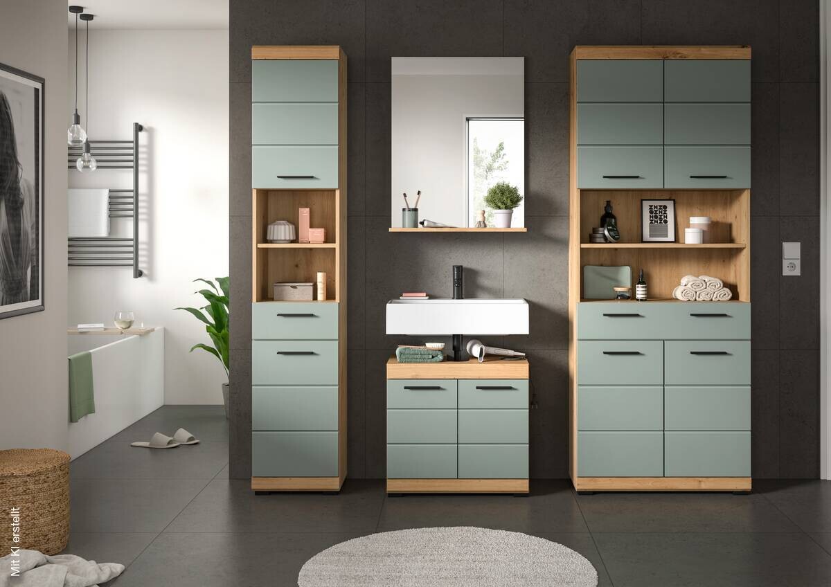 Badezimmer-Set Scout Eiche Artisan Nachbildung salbei Nachbildung B/H/T: ca. 186x191x34 cm