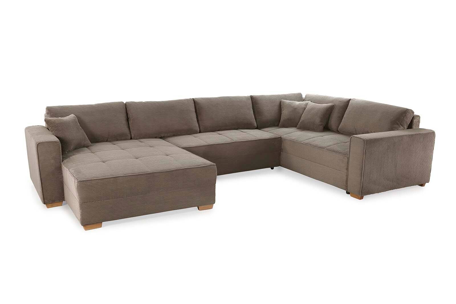 Wohnlandschaft taupe Microfaser B/H/T: ca. 379x86x227 cm